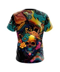 Alternative view of 12Bagger Floral Skullscape CoolWick Bowling Jersey