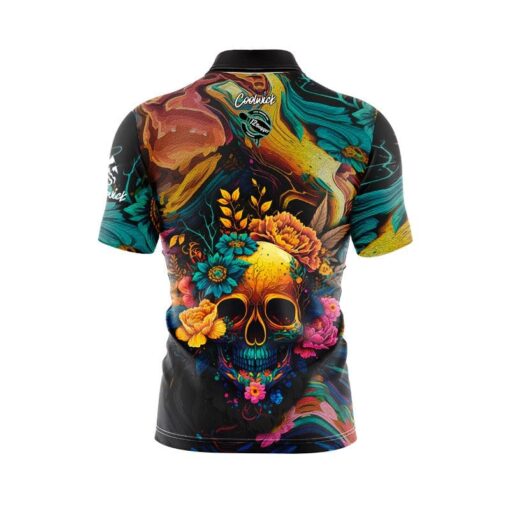 12Bagger Floral Skullscape Fast Track CoolWick Bowling Jersey - Image 2