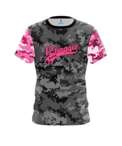 12Bagger Grey Pink Digital Camo CoolWick Bowling Jersey