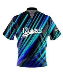 12Bagger Blue Green Digital Stripes Fast Track CoolWick Bowling Jersey