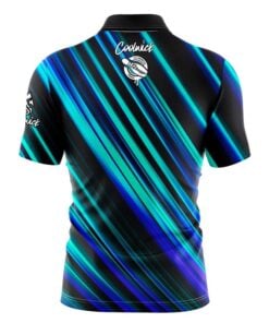 Alternative view of 12Bagger Blue Green Digital Stripes Fast Track CoolWick Bowling Jersey