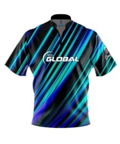 900 Global Blue Green Digital Stripes Fast Track CoolWick Bowling Jersey