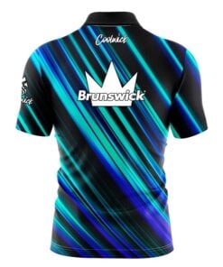 Alternative view of Brunswick Blue Green Digital Stripes Fast Track CoolWick Bowling Jersey