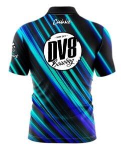 Alternative view of DV8 Blue Green Digital Stripes Fast Track CoolWick Bowling Jersey
