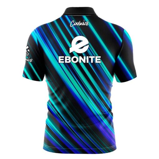 Ebonite Blue Green Digital Stripes Fast Track CoolWick Bowling Jersey - Image 2