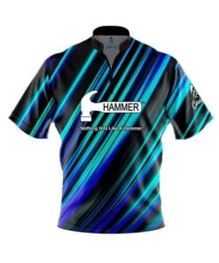 Hammer Blue Green Digital Stripes Fast Track CoolWick Bowling Jersey