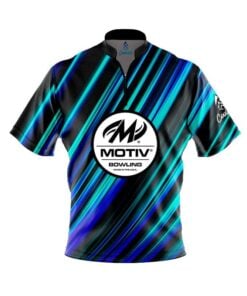 Motiv Blue Green Digital Stripes Fast Track CoolWick Bowling Jersey