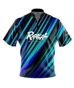 Radical Blue Green Digital Stripes Fast Track CoolWick Bowling Jersey