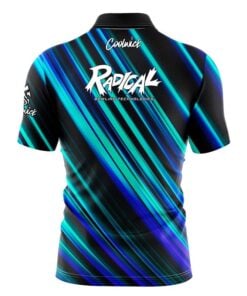 Alternative view of Radical Blue Green Digital Stripes Fast Track CoolWick Bowling Jersey