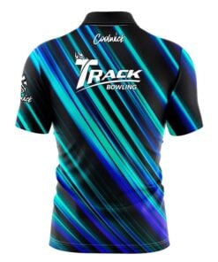 Alternative view of Track Blue Green Digital Stripes Fast Track CoolWick Bowling Jersey