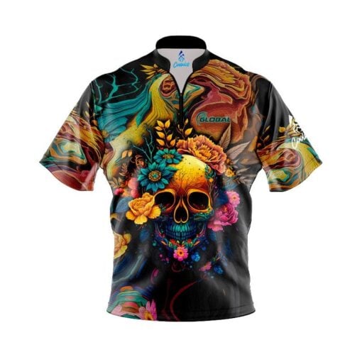 900 Global Floral Skullscape Fast Track CoolWick Bowling Jersey