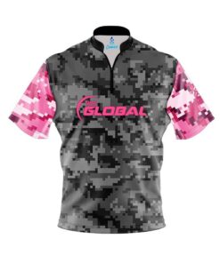 900 Global Grey Pink Digital Camo Fast Track CoolWick Bowling Jersey