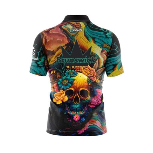 Brunswick Floral Skullscape Fast Track CoolWick Bowling Jersey - Image 2