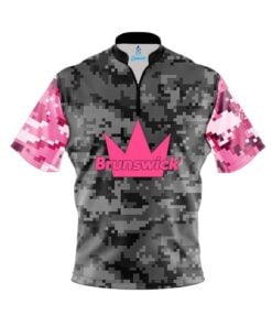 Brunswick Grey Pink Digital Camo Fast Track CoolWick Bowling Jersey