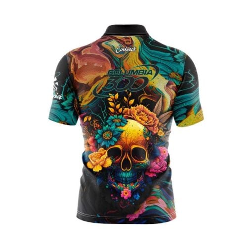 Columbia 300 Floral Skullscape Fast Track CoolWick Bowling Jersey - Image 2