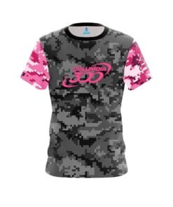 Columbia 300 Grey Pink Digital Camo CoolWick Bowling Jersey