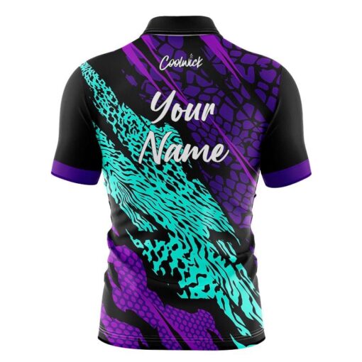 CoolWick Elite Purple Teal Tiger Sash Zip Jersey - Image 2