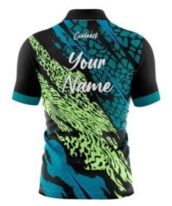 Alternative view of CoolWick Elite Teal Chartreuse Tiger Sash Zip Jersey