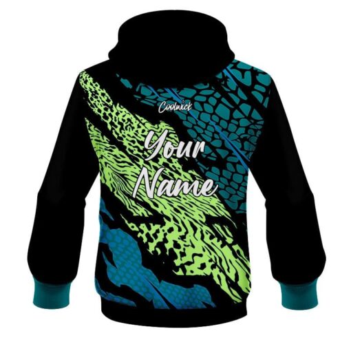 CoolWick Elite Teal Chartreuse Tiger Hoodie - Image 2