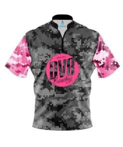 DV8 Grey Pink Digital Camo Fast Track CoolWick Bowling Jersey