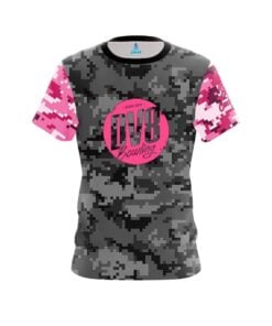 DV8 Grey Pink Digital Camo CoolWick Bowling Jersey