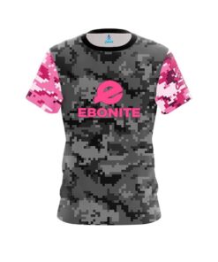 Ebonite Grey Pink Digital Camo CoolWick Bowling Jersey