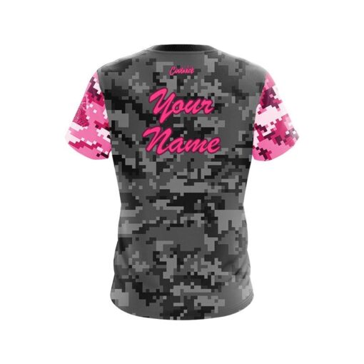 Columbia 300 Grey Pink Digital Camo CoolWick Bowling Jersey - Image 2