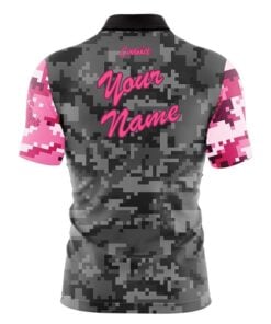 Alternative view of Track Grey Pink Digital Camo Fast Track CoolWick Bowling Jersey