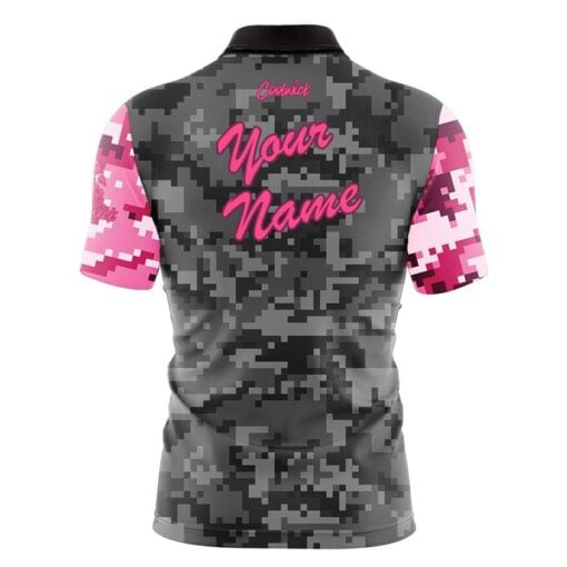 12Bagger Grey Pink Digital Camo Fast Track CoolWick Bowling Jersey - Image 2