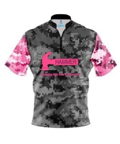 Hammer Grey Pink Digital Camo Fast Track CoolWick Bowling Jersey