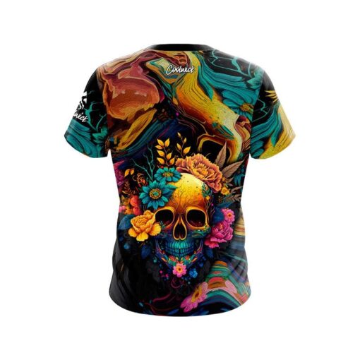 Plain Floral Skullscape CoolWick Bowling Jersey - Image 2