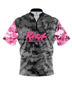 Radical Grey Pink Digital Camo Fast Track CoolWick Bowling Jersey