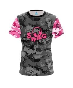 SWAG Grey Pink Digital Camo CoolWick Bowling Jersey