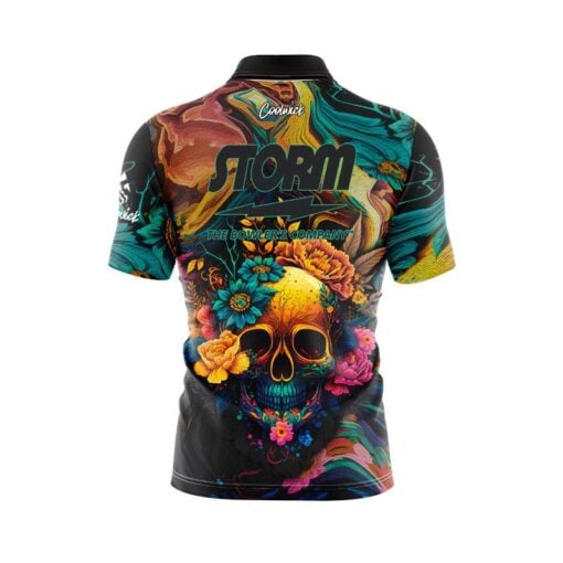 Storm Floral Skullscape Fast Track CoolWick Bowling Jersey - Image 2