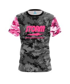 Storm Grey Pink Digital Camo CoolWick Bowling Jersey