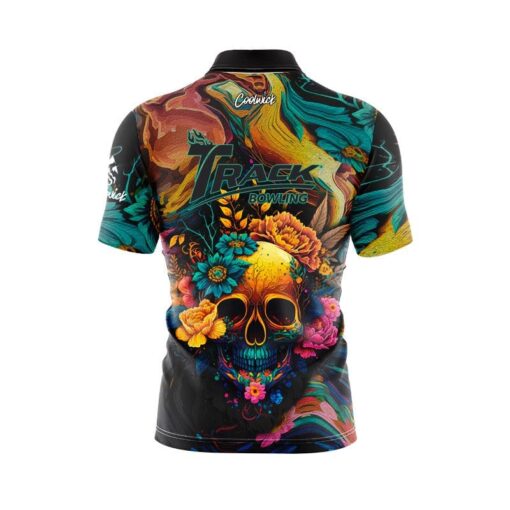 Track Floral Skullscape Fast Track CoolWick Bowling Jersey - Image 2