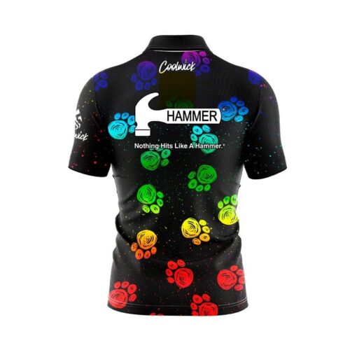 Hammer Puppy Paw Rainbow Quick Ship CoolWick Sash Zip Bowling Jersey - Image 2