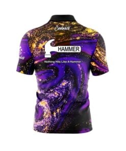Alternative view of Hammer Purple Gold Liquid Marble Quick Ship CoolWick Sash Zip Bowling Jersey