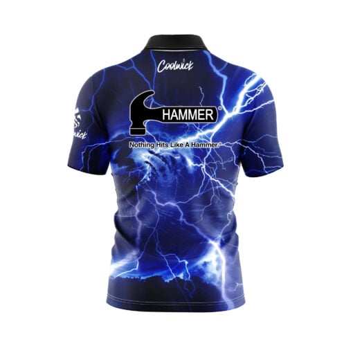 Hammer Electrical Lightning Quick Ship CoolWick Sash Zip Bowling Jersey - Image 2