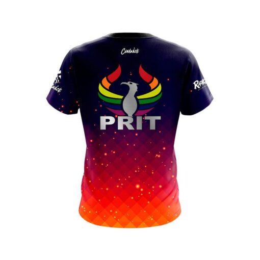 PRIT Orange Pink Fire Sparks CoolWick Bowling Jersey - Image 2