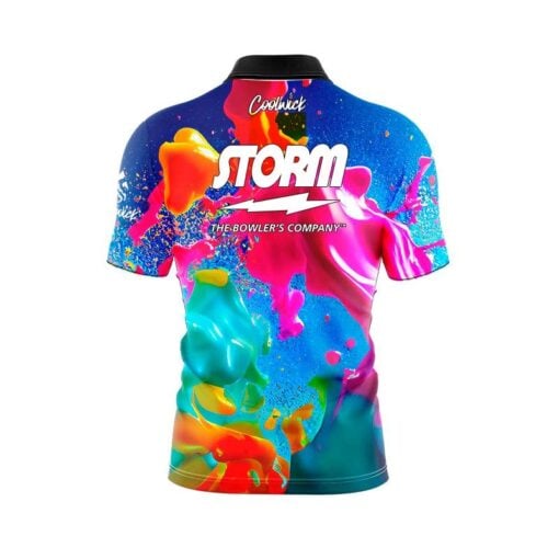 Storm Color Craze Quick Ship CoolWick Sash Zip Bowling Jersey - Image 2