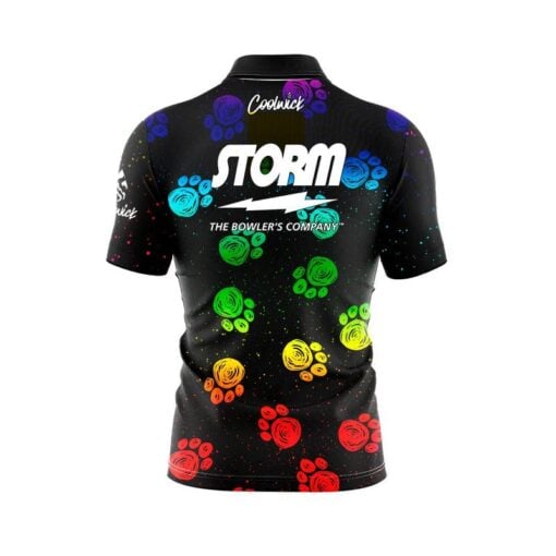 Storm Puppy Paw Rainbow Quick Ship CoolWick Sash Zip Bowling Jersey - Image 2