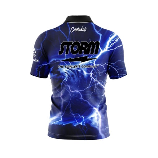 Storm Electrical Lightning Quick Ship CoolWick Sash Zip Bowling Jersey - Image 2