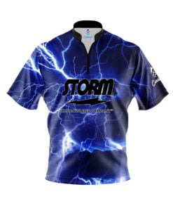 Storm Electrical Lightning Quick Ship CoolWick Sash Zip Bowling Jersey