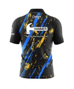 Alternative view of Hammer Gold Coal Quick Ship CoolWick Sash Zip Bowling Jersey