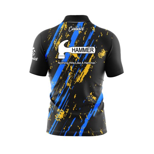 Hammer Gold Coal Quick Ship CoolWick Sash Zip Bowling Jersey - Image 2
