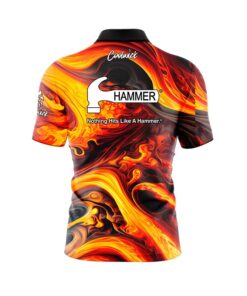 Alternative view of Hammer Melting Volcano Quick Ship CoolWick Sash Zip Bowling Jersey