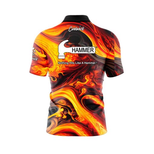 Hammer Melting Volcano Quick Ship CoolWick Sash Zip Bowling Jersey - Image 2