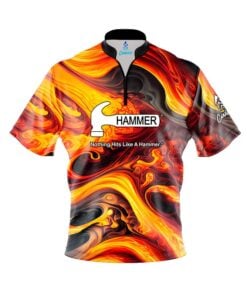 Hammer Melting Volcano Quick Ship CoolWick Sash Zip Bowling Jersey
