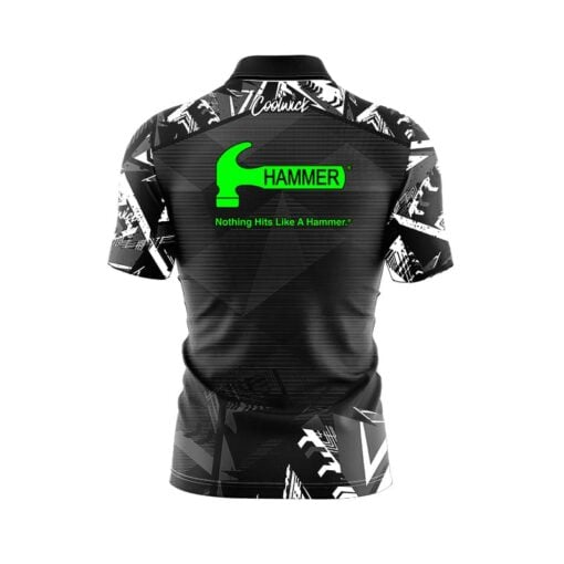 Hammer Triangle Burst Quick Ship CoolWick Sash Zip Bowling Jersey - Image 2